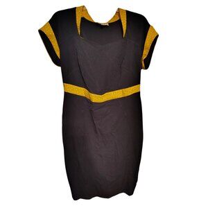 Miss Candyfloss Dress, 2XL, 16-18, Navy Blue, Mustard Yellow Trim, Retro Vibes